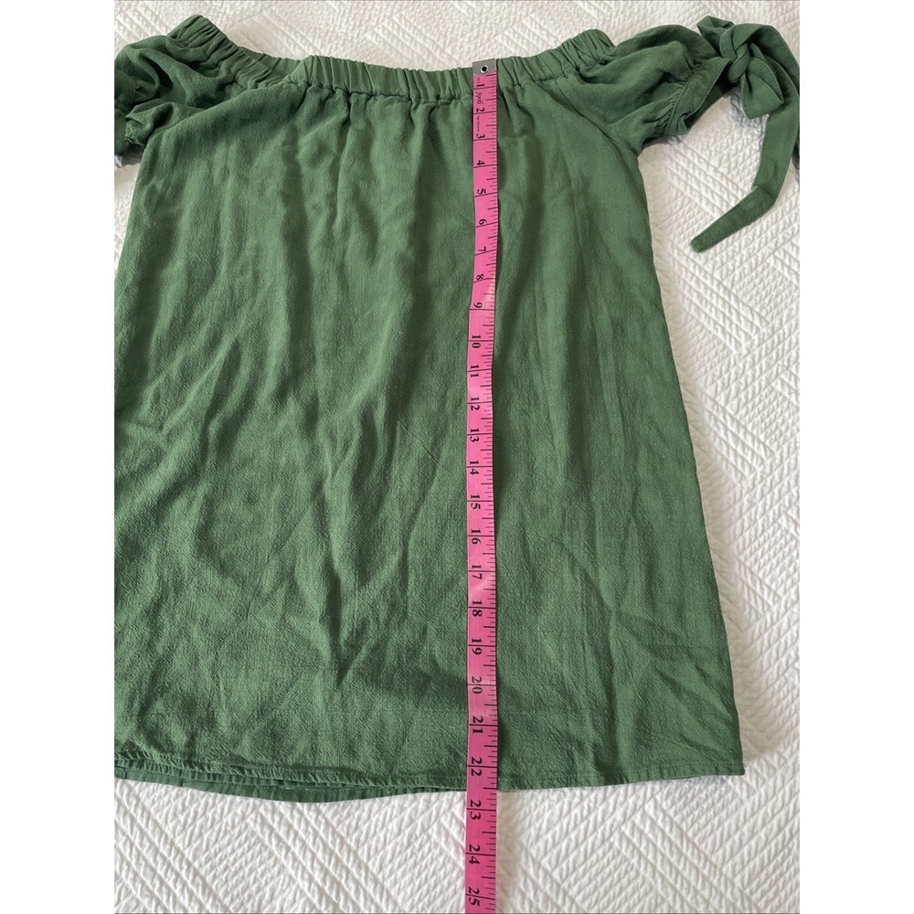Lulus Women's Top XS Green Off The Shoulder Tie Sleeve Lined Cottagecore - Picture 5 of 7